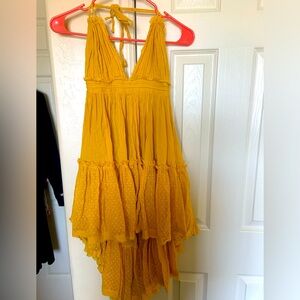 Yellow free people boho summer mini dress